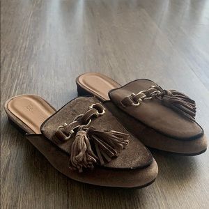 Purple Suede Tase Slip On Mules Size 7